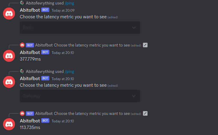 Command execution with different selections